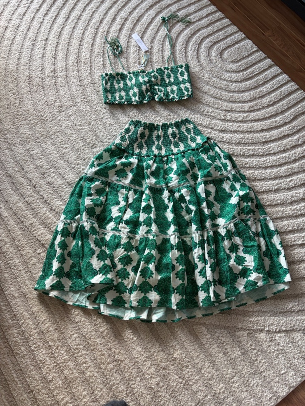 House of Harlow 1960 White Dress with Green Floral Print
